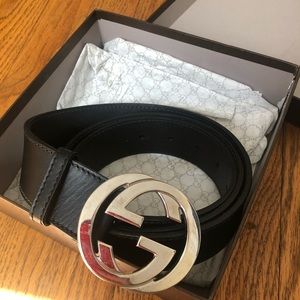 Leather Gucci belt with interlocking G